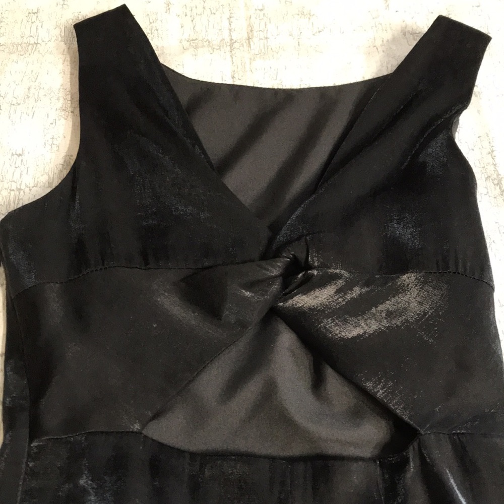 Vintage Black / Charcoal Silver Metallic Maxi Dress; Shimmery; Cutout Back; Sz 2 - Picture 9 of 16